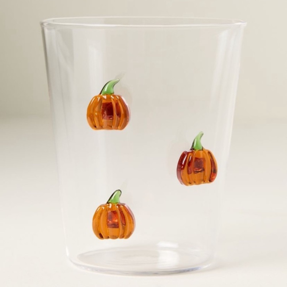 Anthropologie 3D PUMPKIN ICON JUICE GLASS New in Box